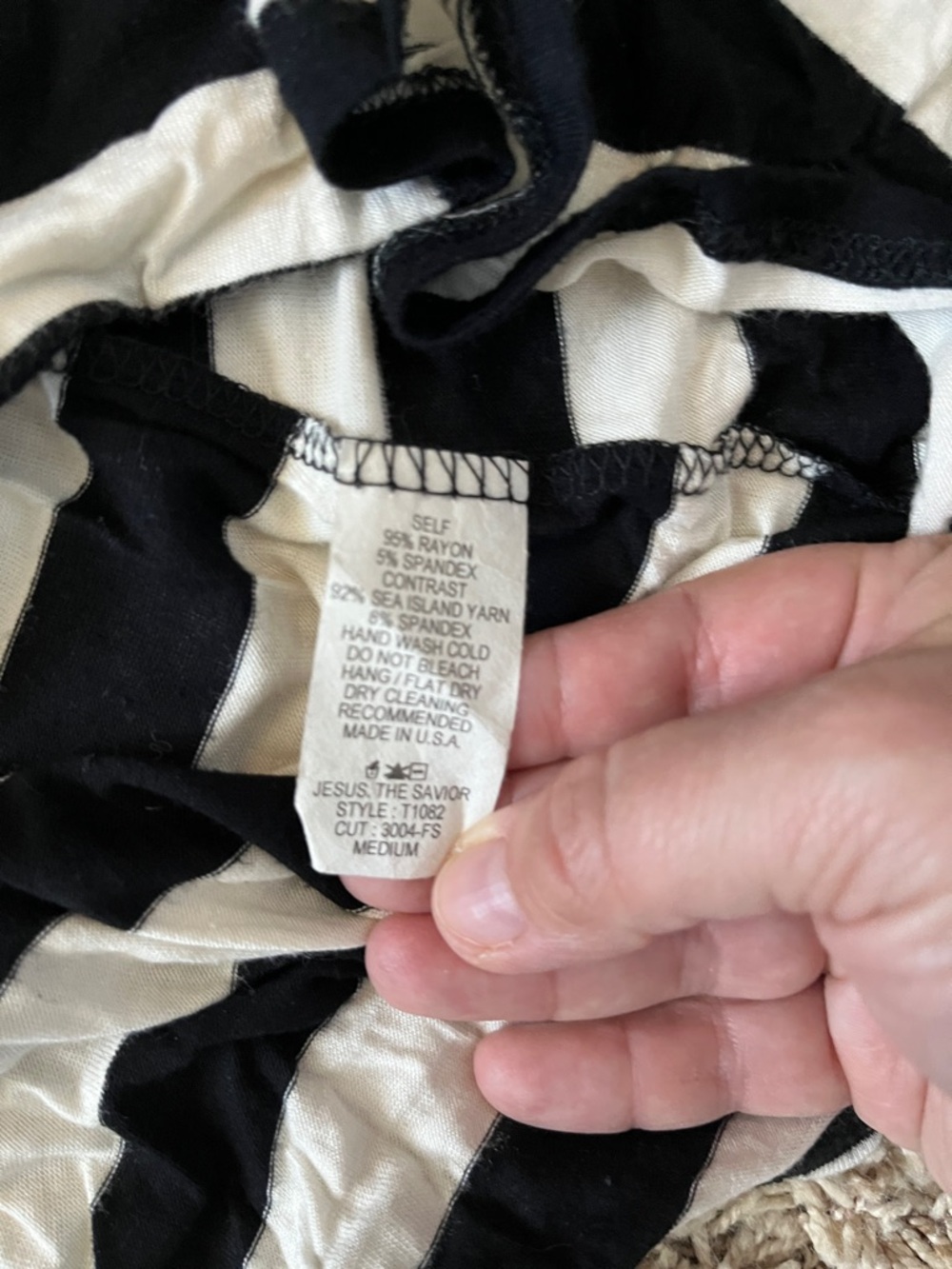 Striped Black and White Open-Front Cardigan with Brown Elbow Patches - Picture 4 of 4